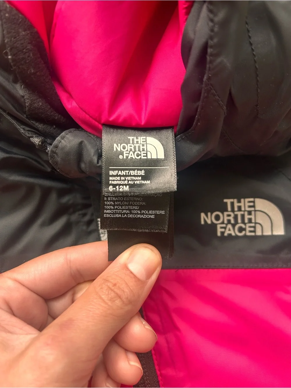 The North Face Hot Pink and Black Infant Jacket with Hood